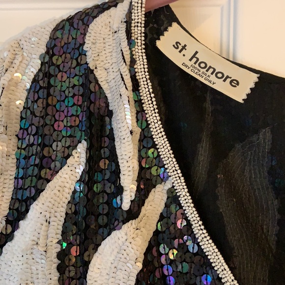 Vintage st. Honore sequin evening top size S/M - Picture 2 of 7